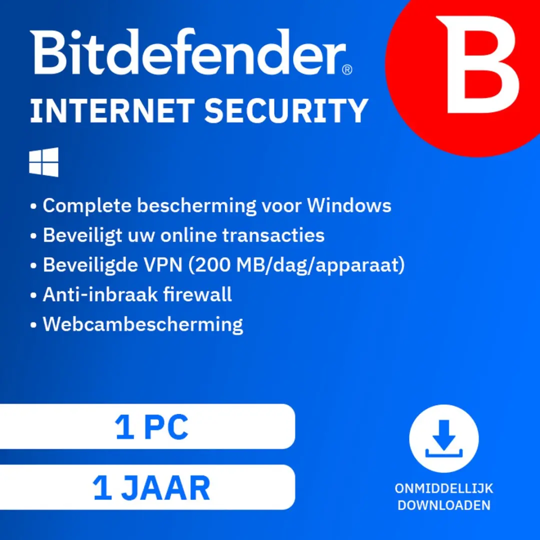 Bitdefender Internet Security - 12 maanden/1 apparaat - Nederlands - Windows download