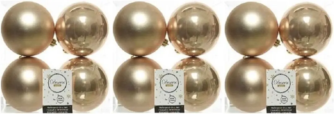 Decoris Kerstballen - 12x st - donker parel/champagne - D10 cm - kunststof - kerstversiering