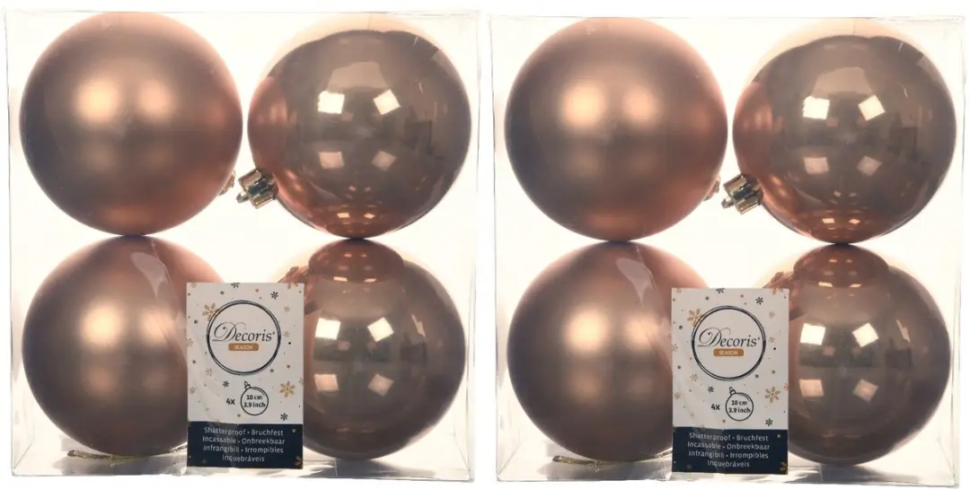 Decoris Kerstballen 24x stuks toffee bruin 10 cm kunststof