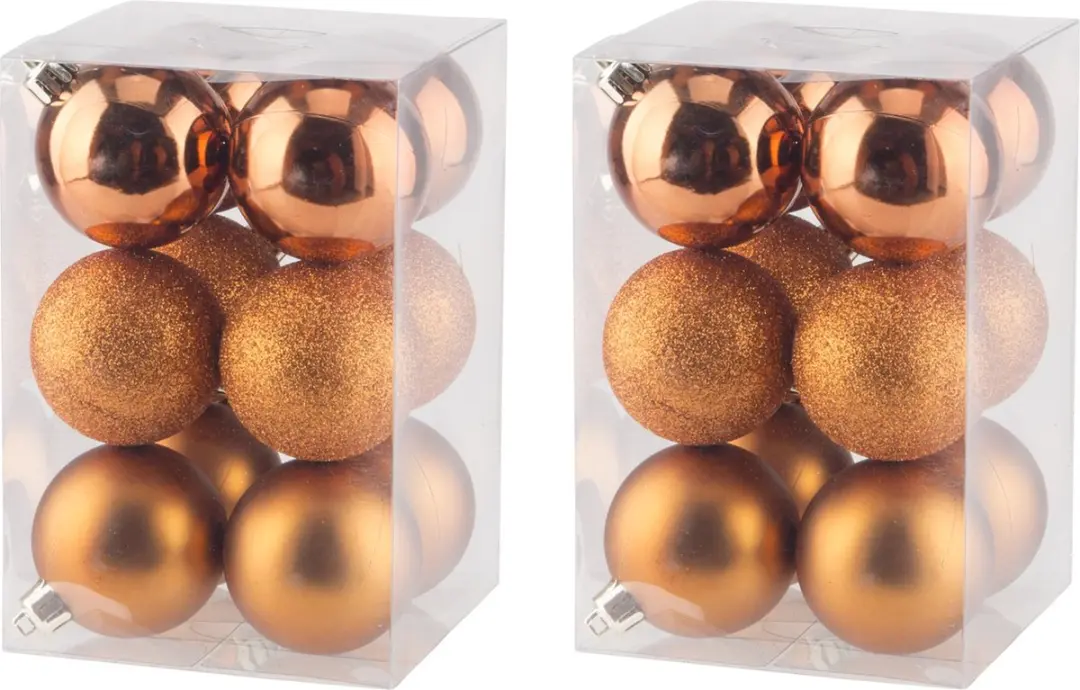 Cosy & Trendy Kerstballen - 36x - oranje - 6 cm - kunststof - mat - glans - glitter - onbreekbaar - met ophanglintjes