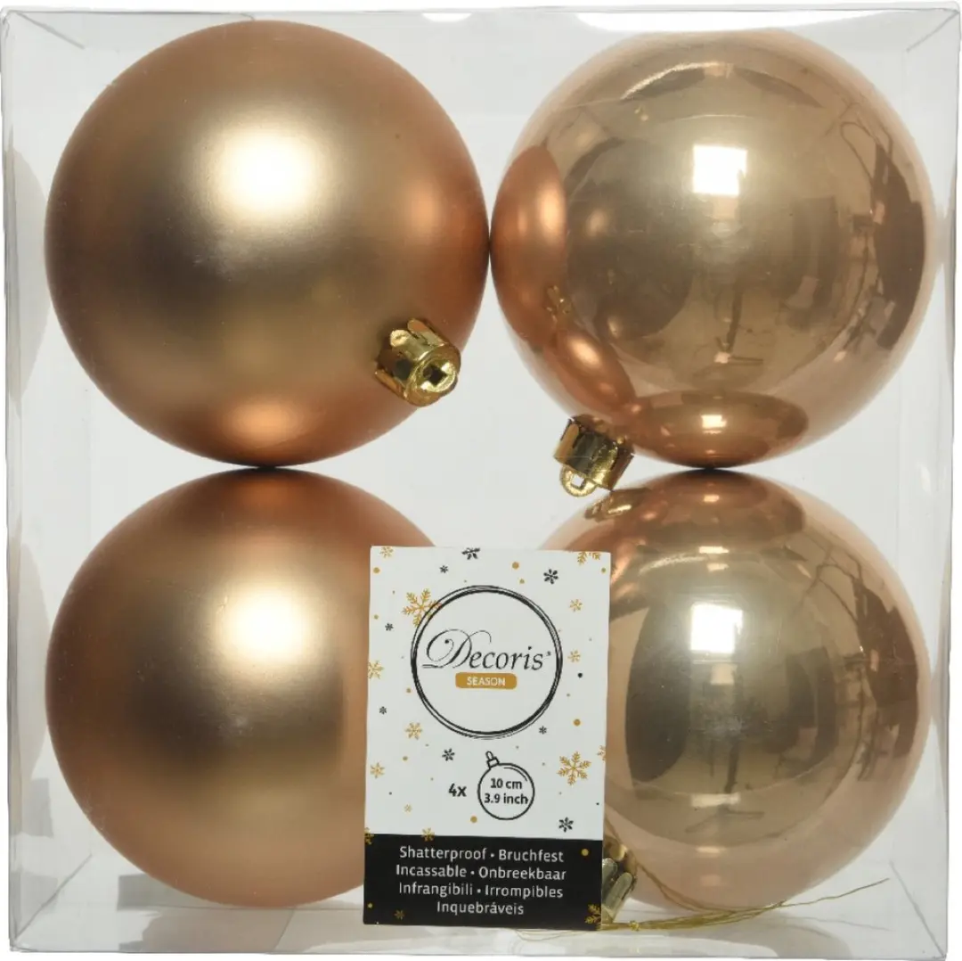 Decoris Kerstbal Toffee Bruin 10cm - 4 stuks - afbeelding 3 van 3