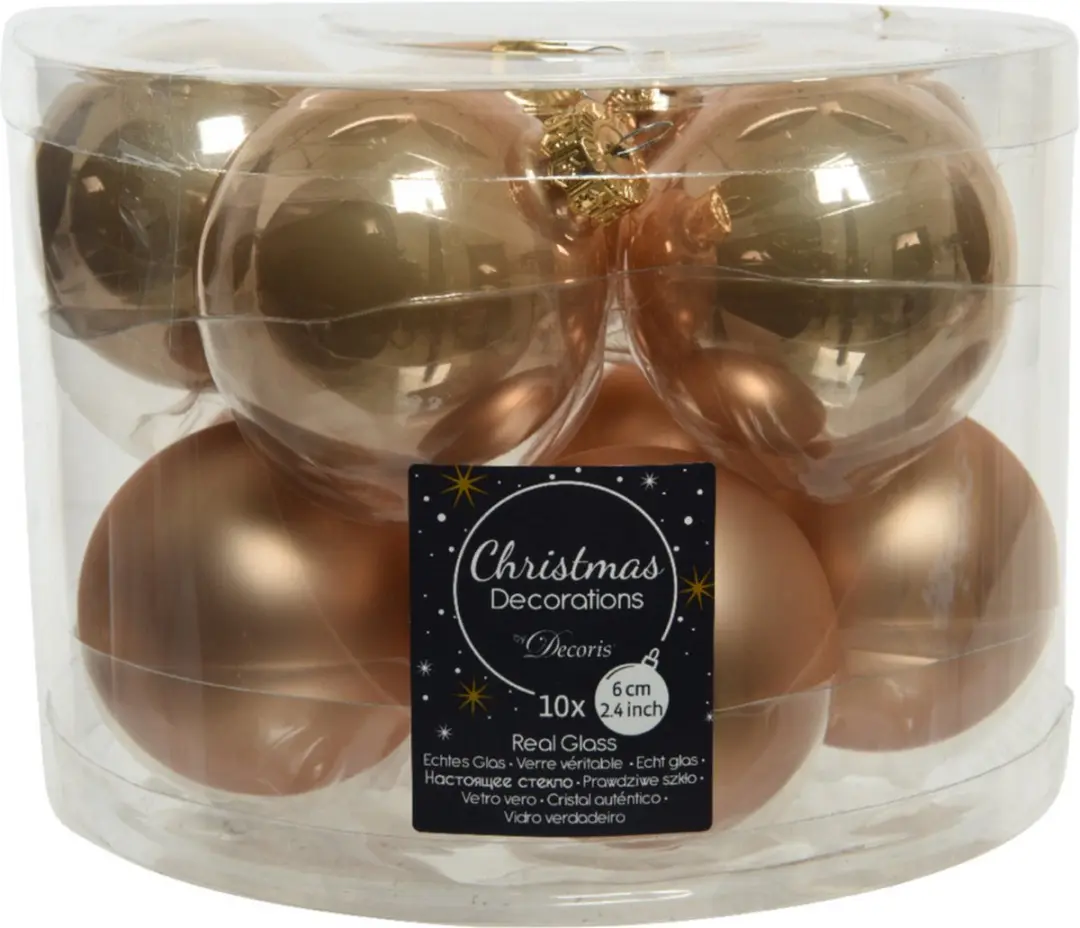 Decoris Kerstballen Glas 6cm - Toffee Bruin - 10 stuks