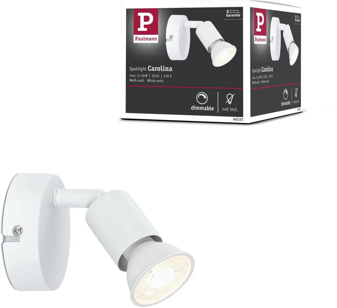 Paulmann Spotlight Carolina GU10 10W - Wit mat