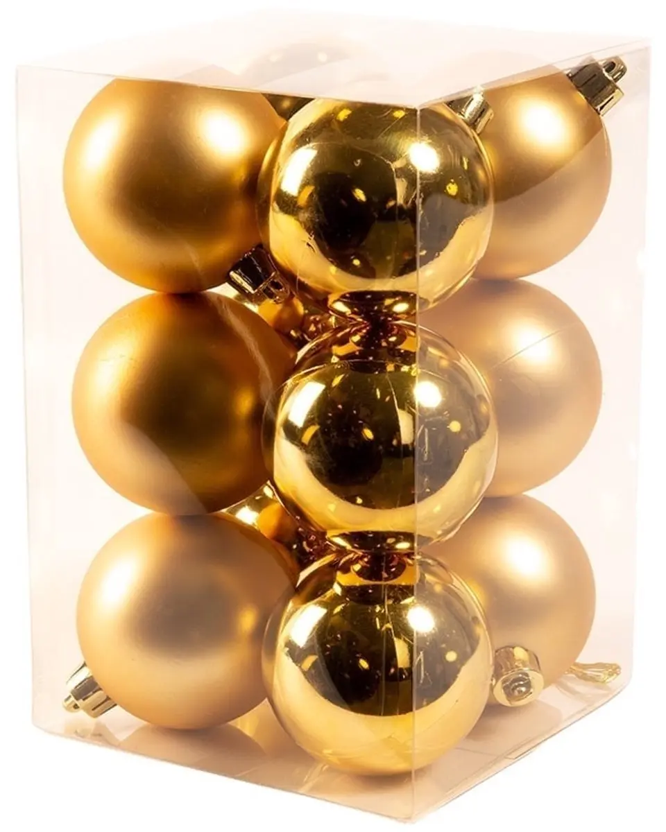 Kerstballen Goudkleurig Kunststof 6cm - 12 stuks - afbeelding 5 van 6