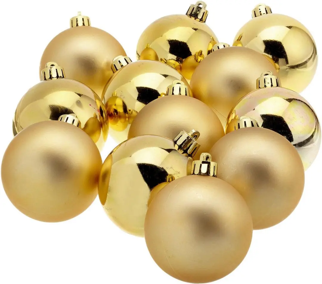 Kerstballen Goudkleurig Kunststof 6cm - 12 stuks - afbeelding 3 van 6