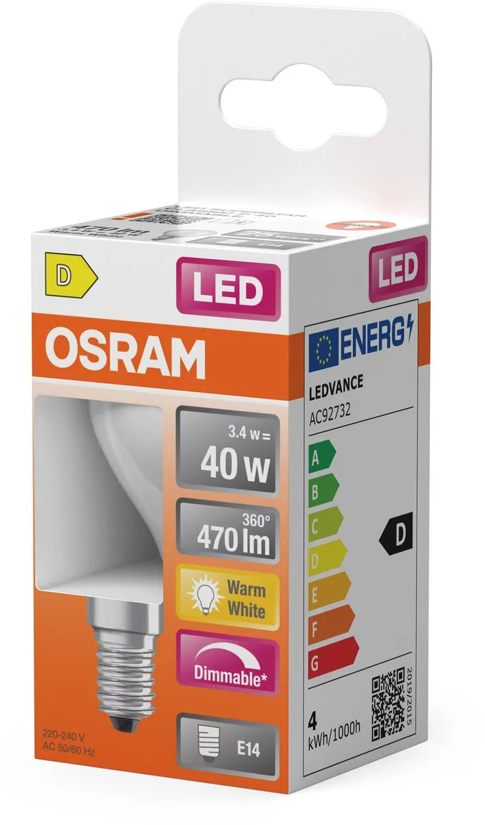 Osram LED Superstar P40 Globe Filament 3,4W - Mat - 470lm - afbeelding 6 van 6