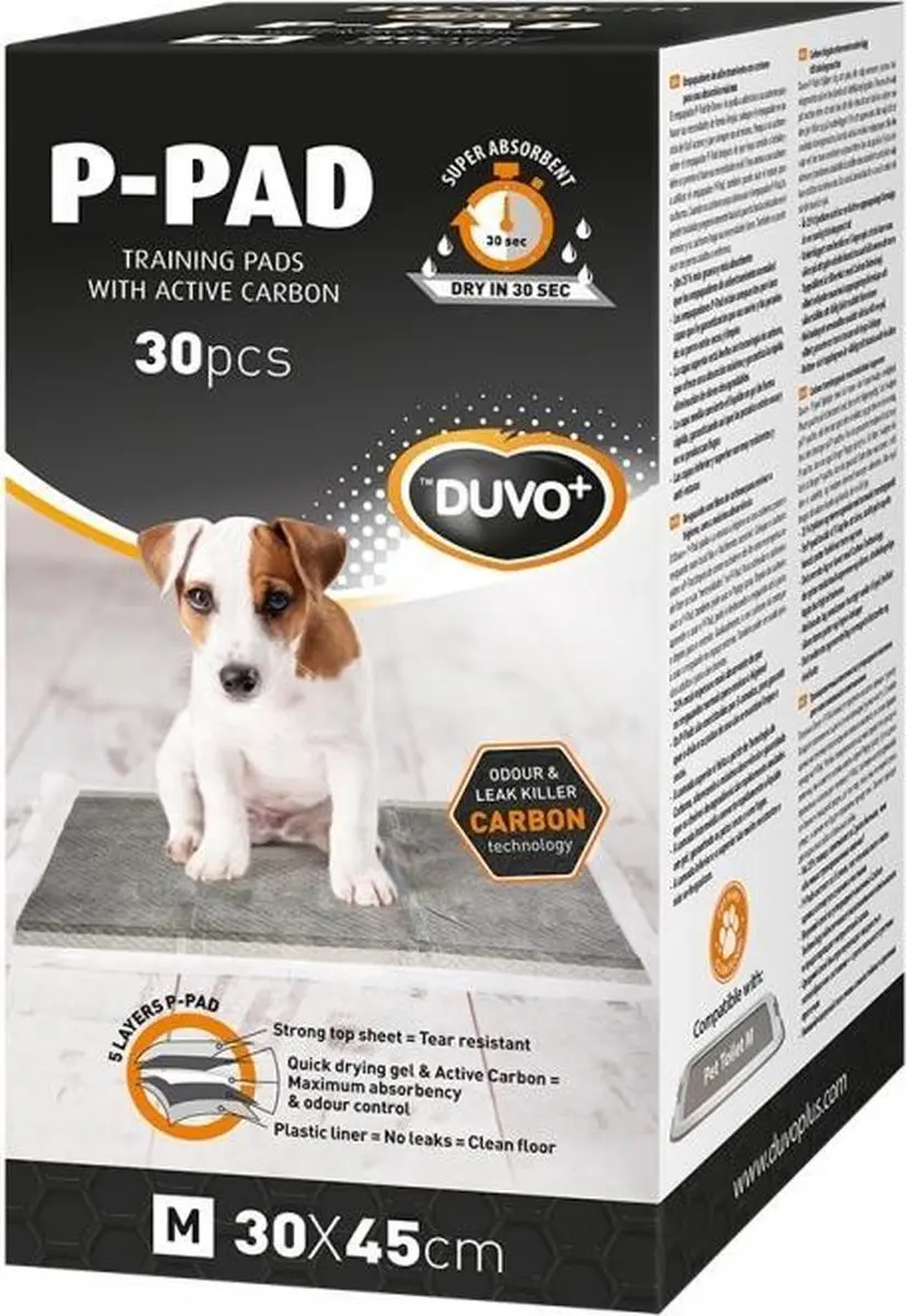 Duvo+ Puppy Pad Carbon 45x60cm - 30 stuks - afbeelding 5 van 6