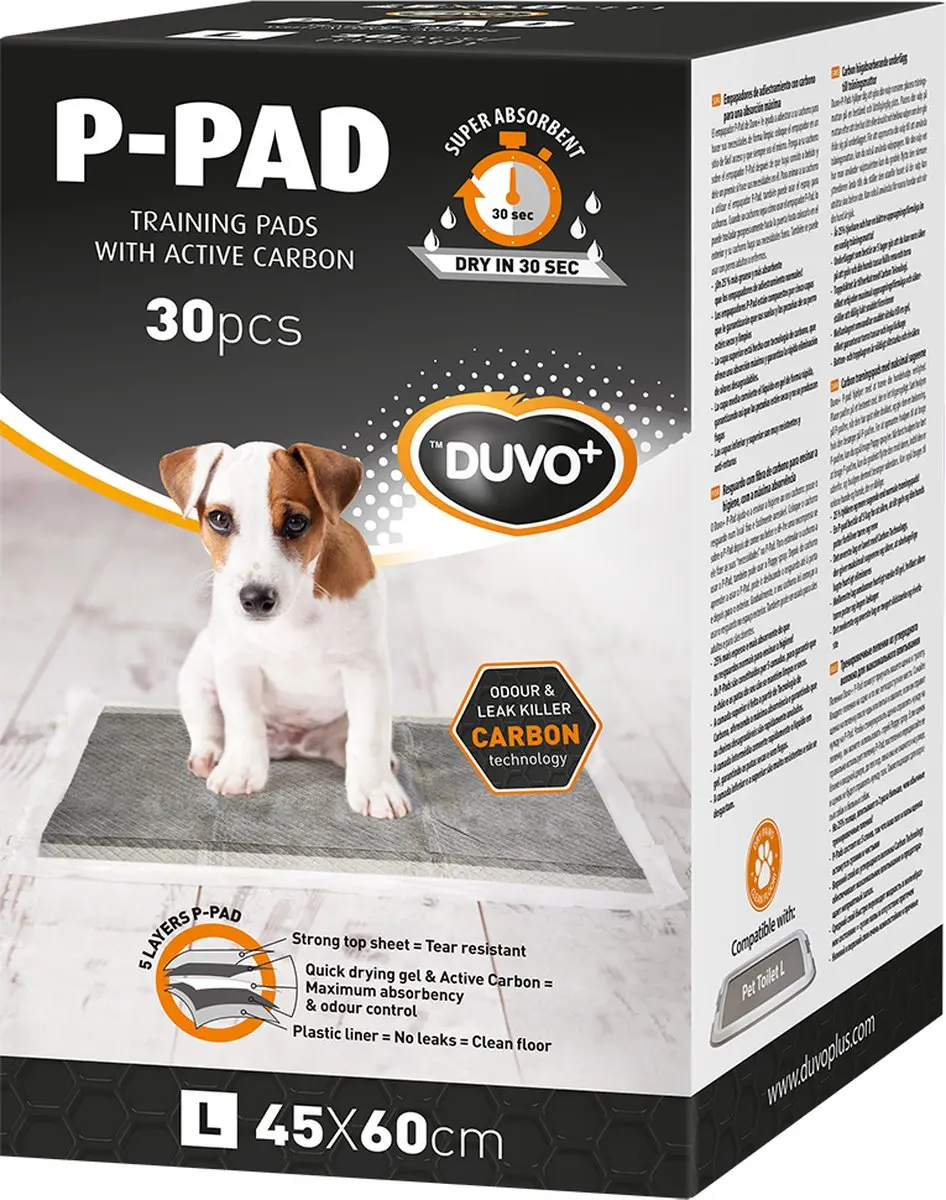 Duvo+ Puppy Pad Carbon 45x60cm - 30 stuks - afbeelding 3 van 6