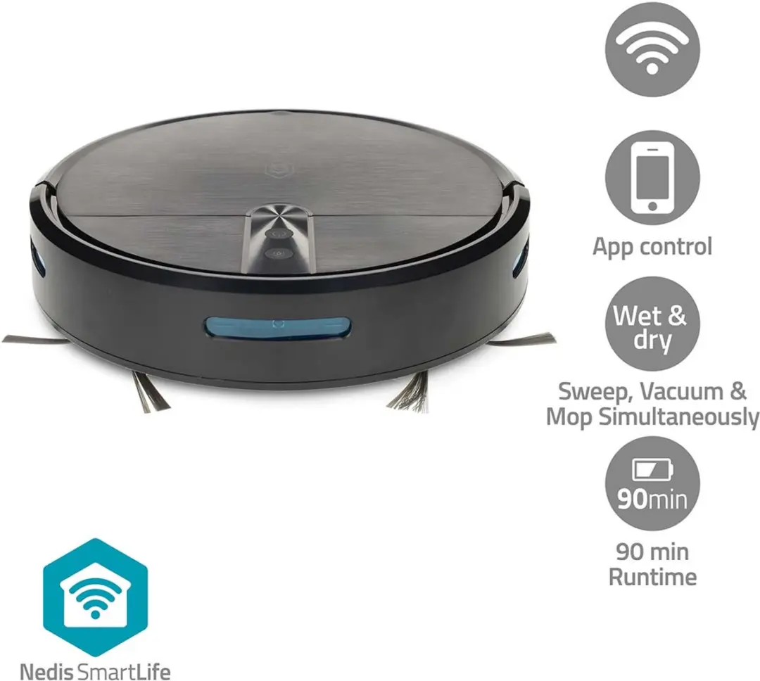 Nedis SmartLife WIFIVCR10CBK Robotstofzuiger