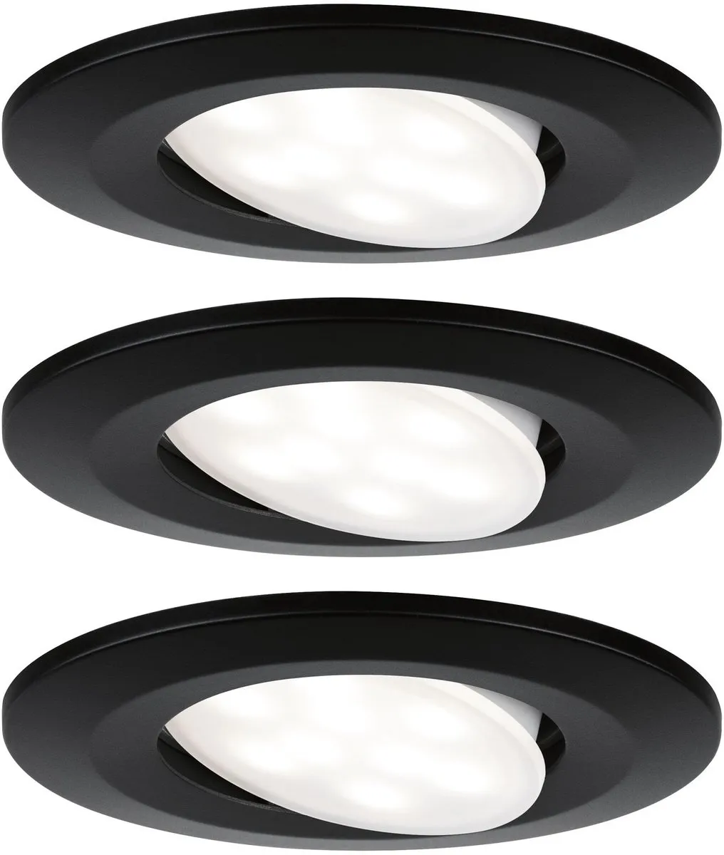 Paulmann LED-inbouwlamp Calla Basisset 3x6W 530lm 90mm - Zwart mat