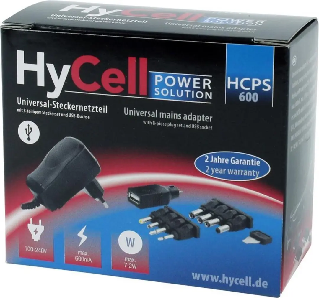 HyCell 1201-0006 Universele Voeding 600mA - Zwart - afbeelding 3 van 5