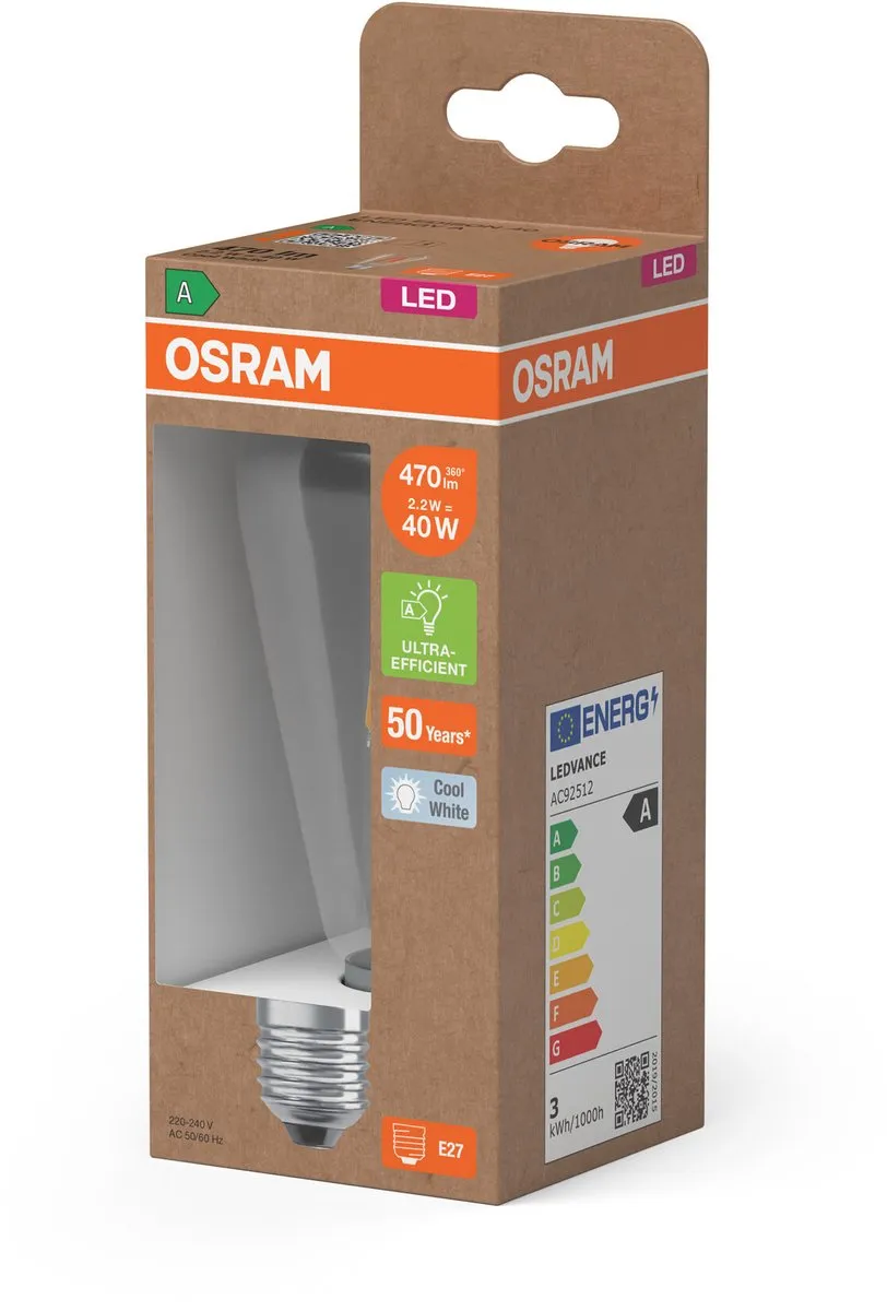 Osram LED E27 Edison Filament 2.2W 470lm Koel Wit - afbeelding 6 van 6