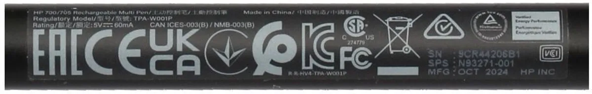 HP 705 Rechargeable Multi Pen 93Z28AA#ABB - Zwart - afbeelding 9 van 9