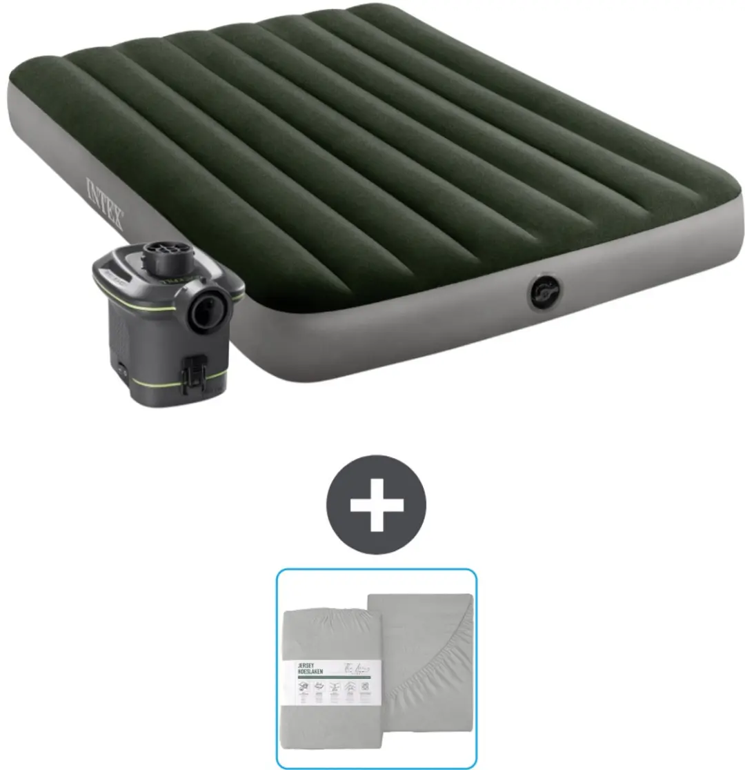 Intex Luchtbed - Twijfelaar - 137 x 191 x 25 cm - Groen - Inclusief pomp en Hoeslaken - afbeelding 2 van 2