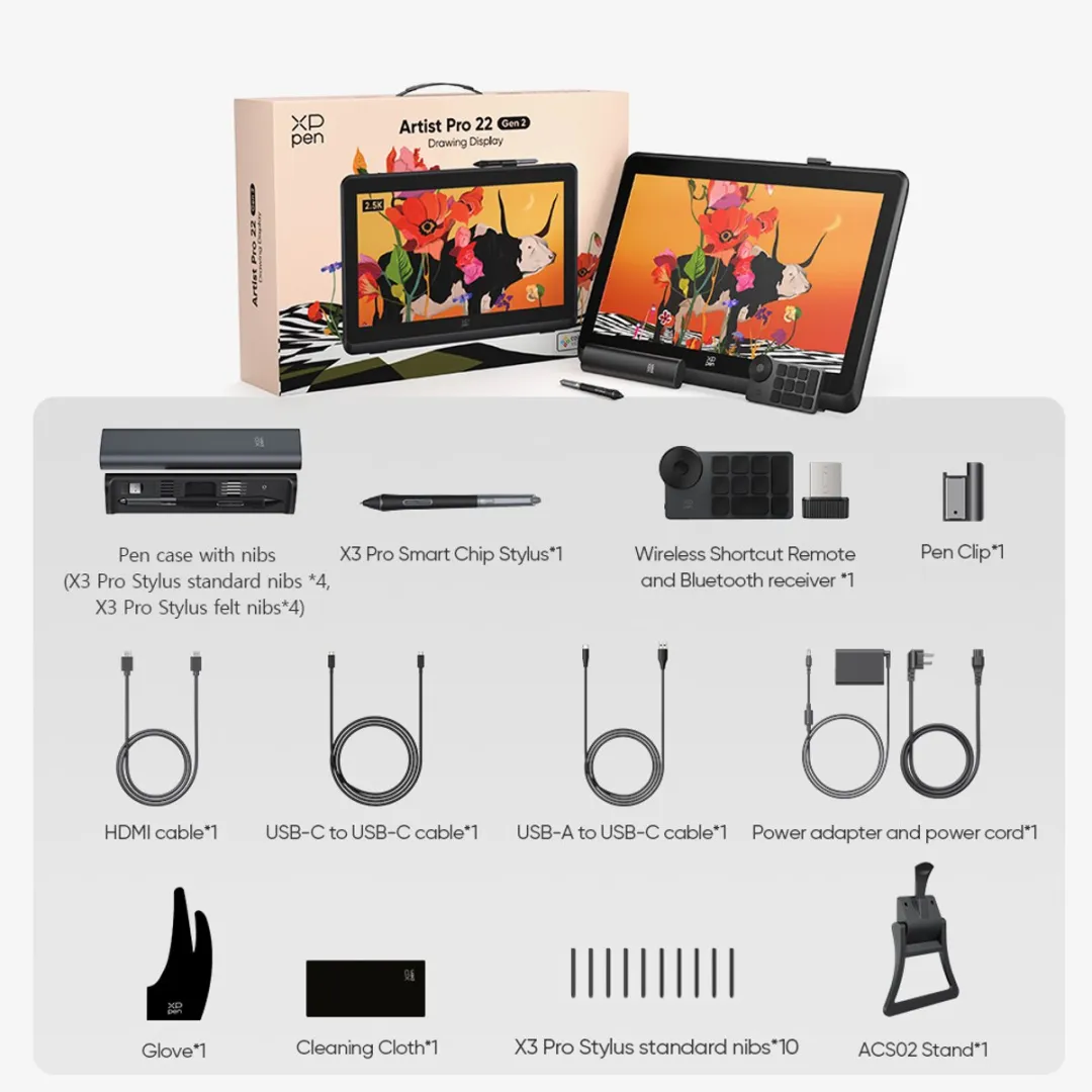 XPPen Artist Pro 22 Gen 2 MD220QH Grafische Tablet 21,5" - 2K QHD - Zwart