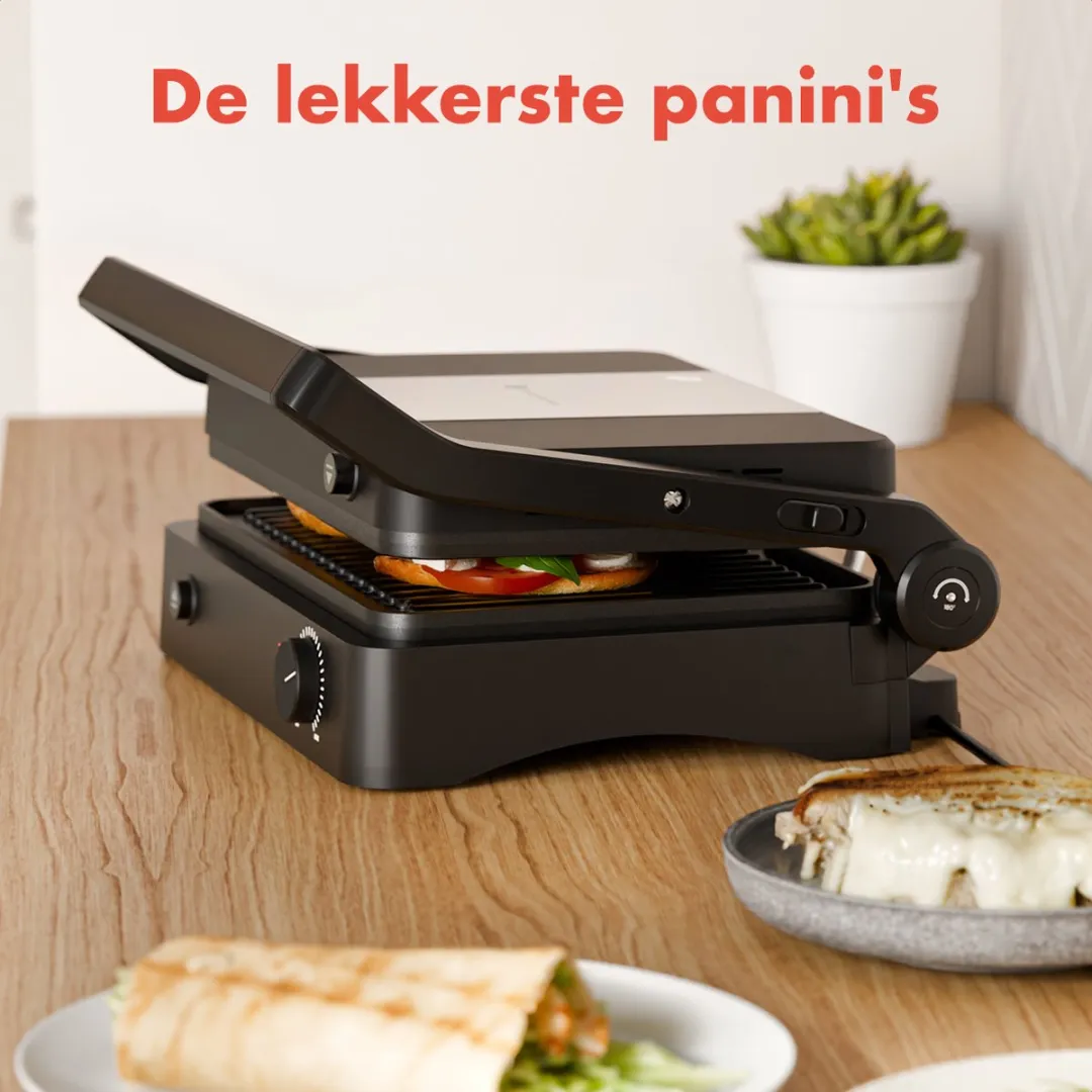 KitchenBrothers Contactgrill KB1004087 - 2000W - Zwart