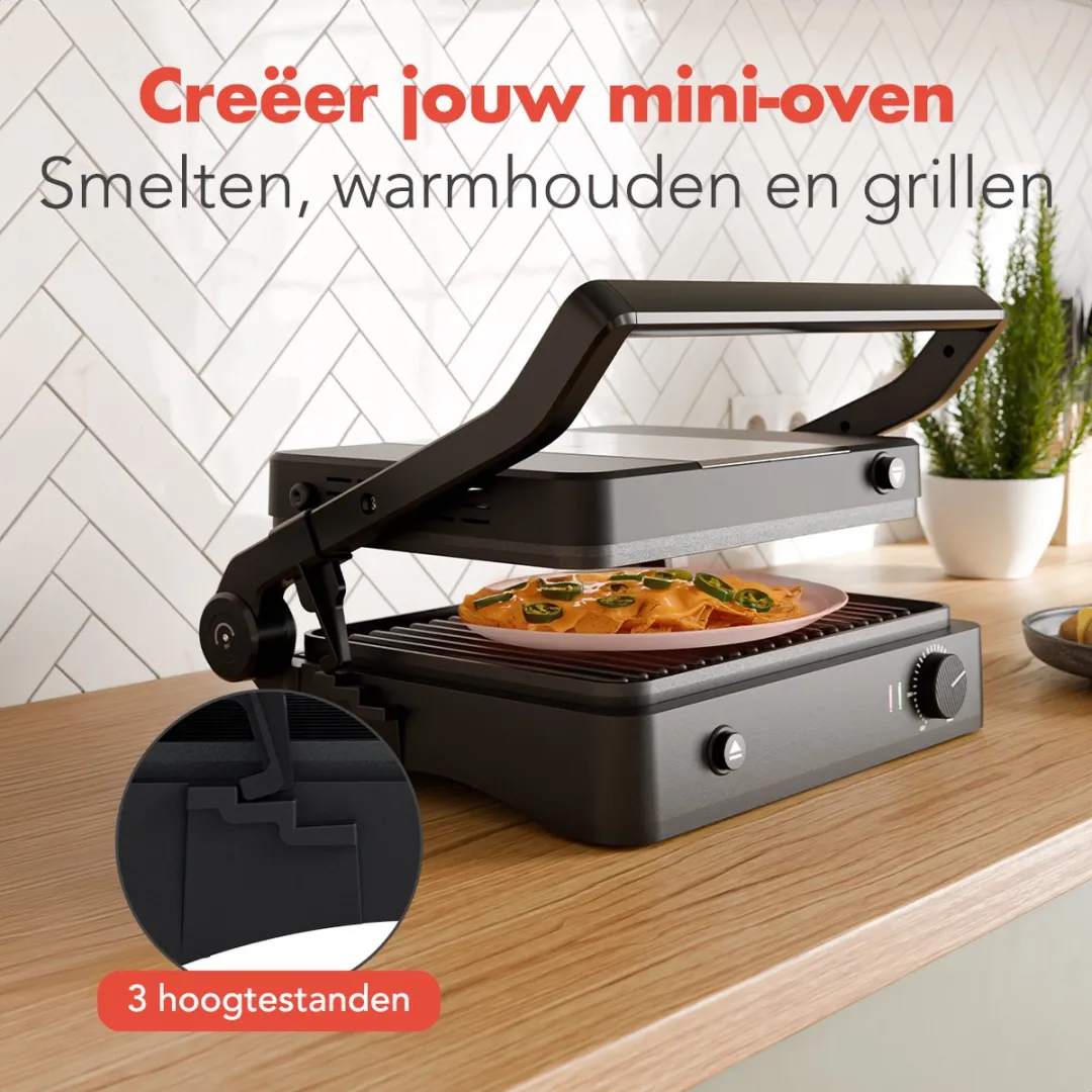 KitchenBrothers Contactgrill KB1004087 - 2000W - Zwart