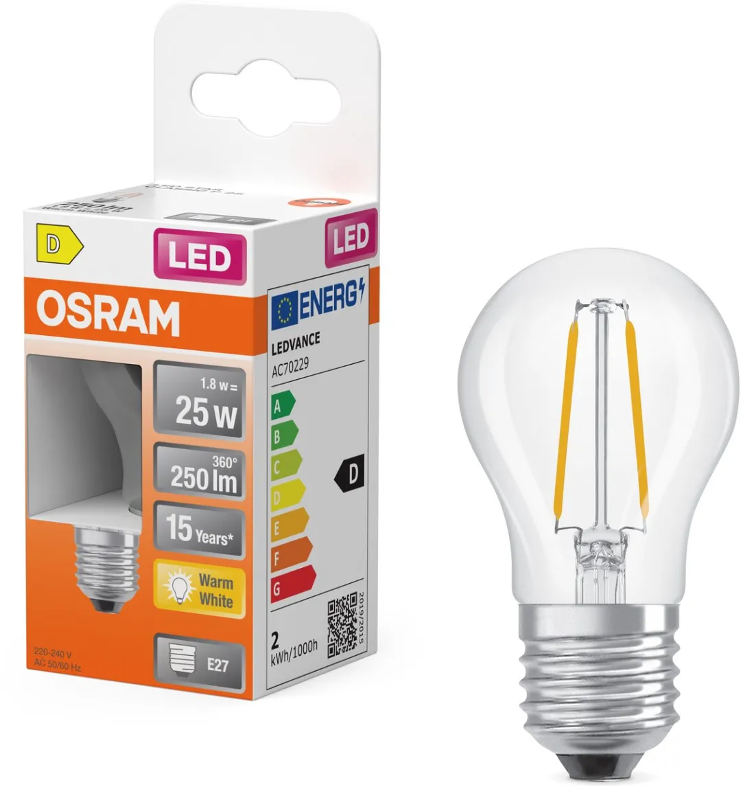 Osram LED Retrofit Classic P 2.5W E27 Warm Wit - Helder