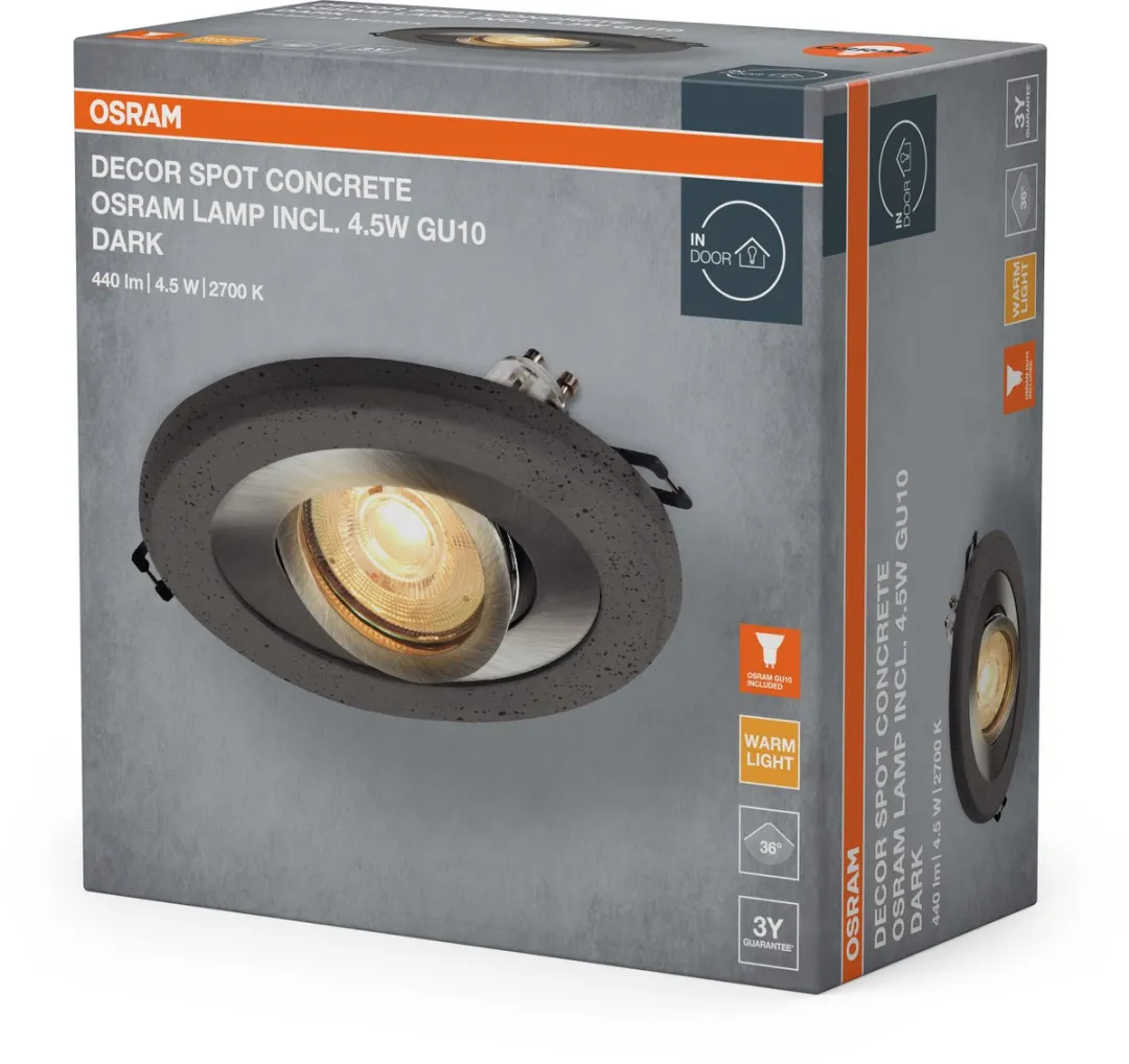 Osram Concrete LED Spot GU10 4.5W - Satijnnikkel - Set van 3 - afbeelding 6 van 6