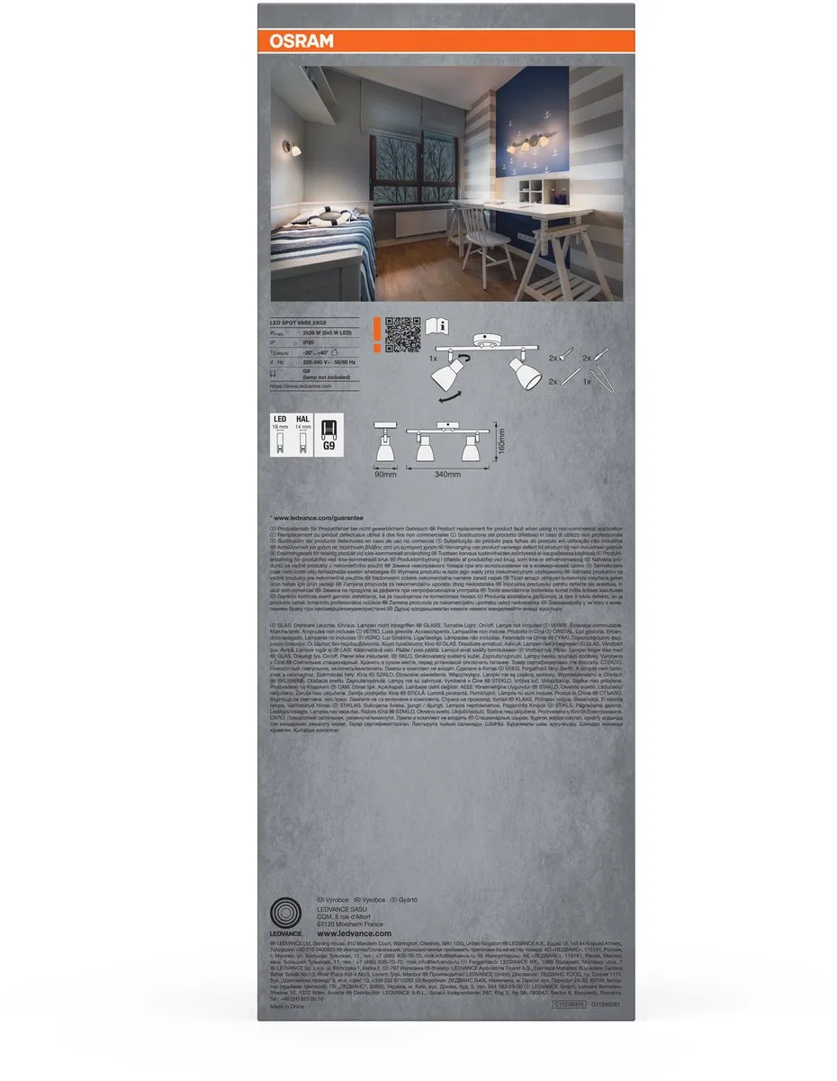 Osram LED Spot Vase Plafondspot 2xG9 - Geborsteld nikkel/chroom