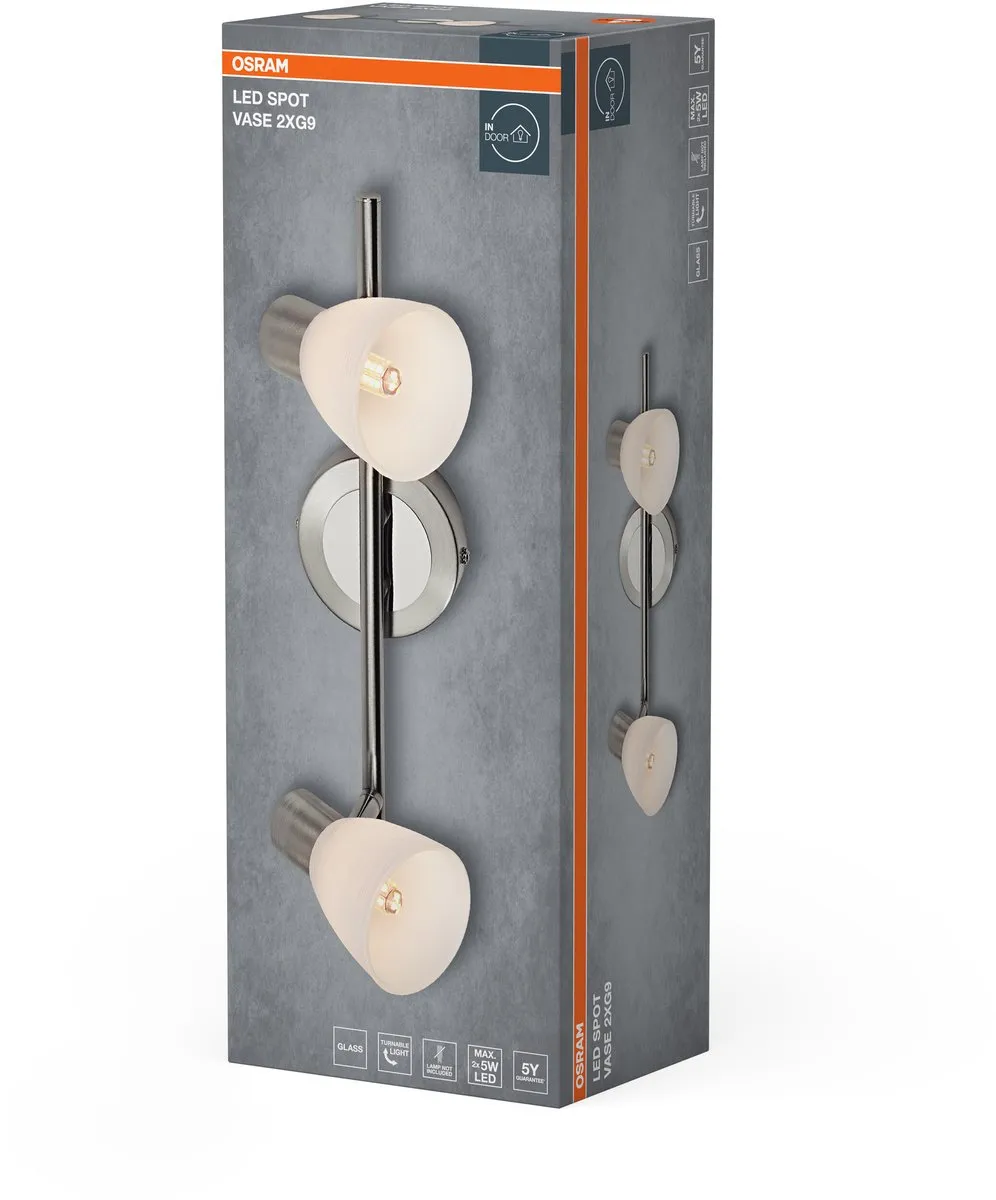 Osram LED Spot Vase Plafondspot 2xG9 - Geborsteld nikkel/chroom