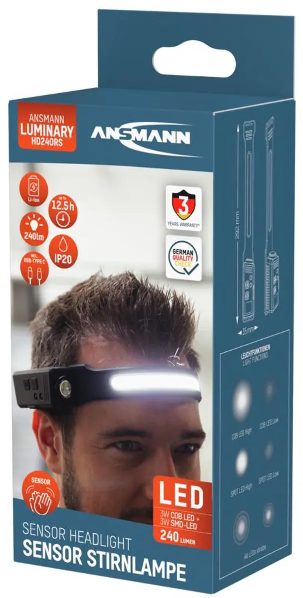 Ansmann HD240RS Koplamp - 240 lm - Zwart - afbeelding 4 van 5