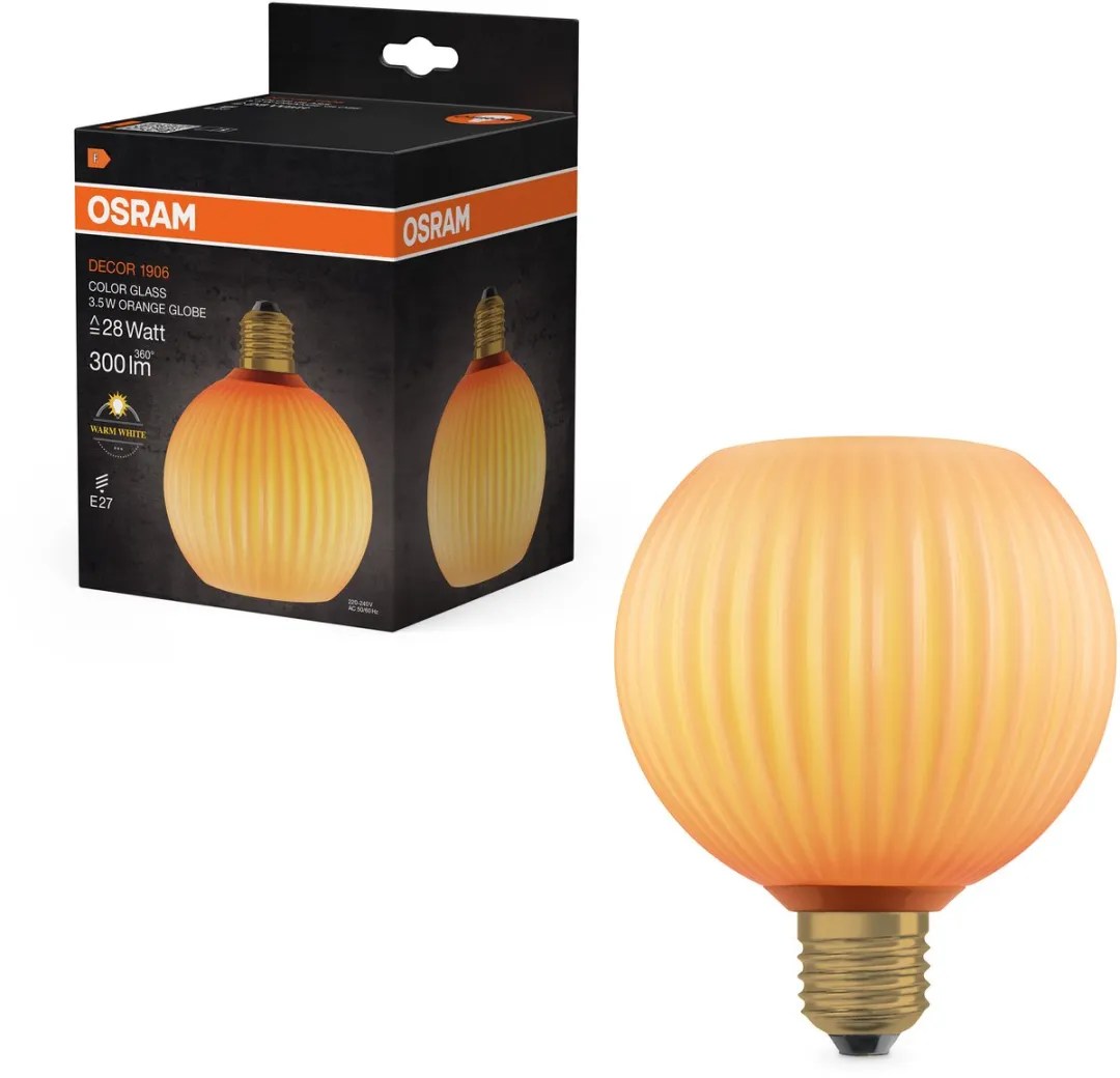 Osram Decor LED Lamp - Warm wit 2700K - Mat oranje glas - Ø125cm
