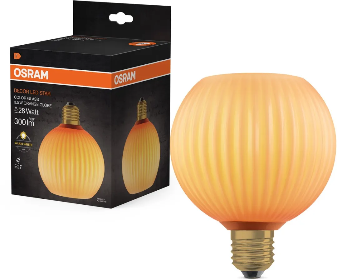 Osram Decor LED Lamp - Warm wit 2700K - Mat oranje glas - Ø125cm