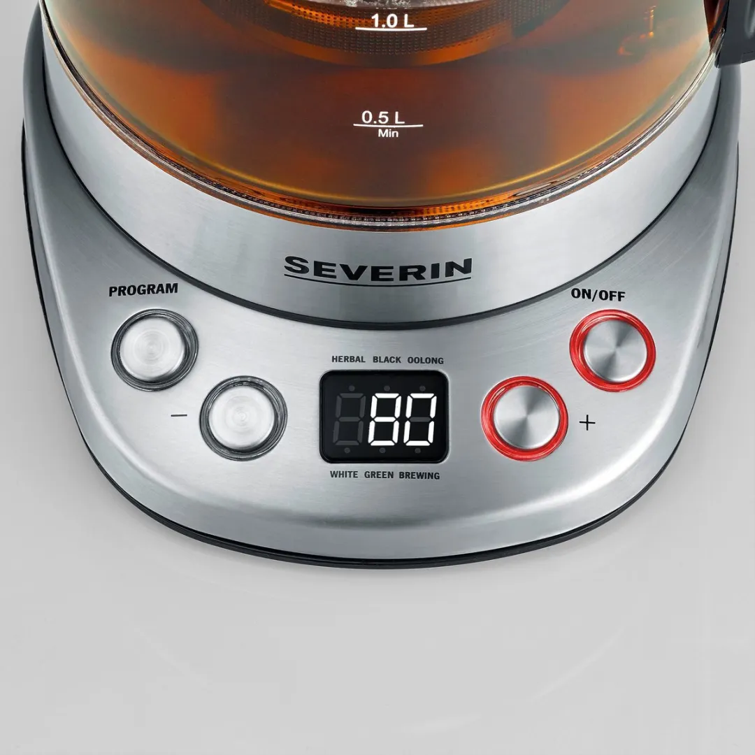 Severin WK 3480 Waterkoker 1,7L - 5 Theeprogramma's - Glas/RVS - afbeelding 6 van 6