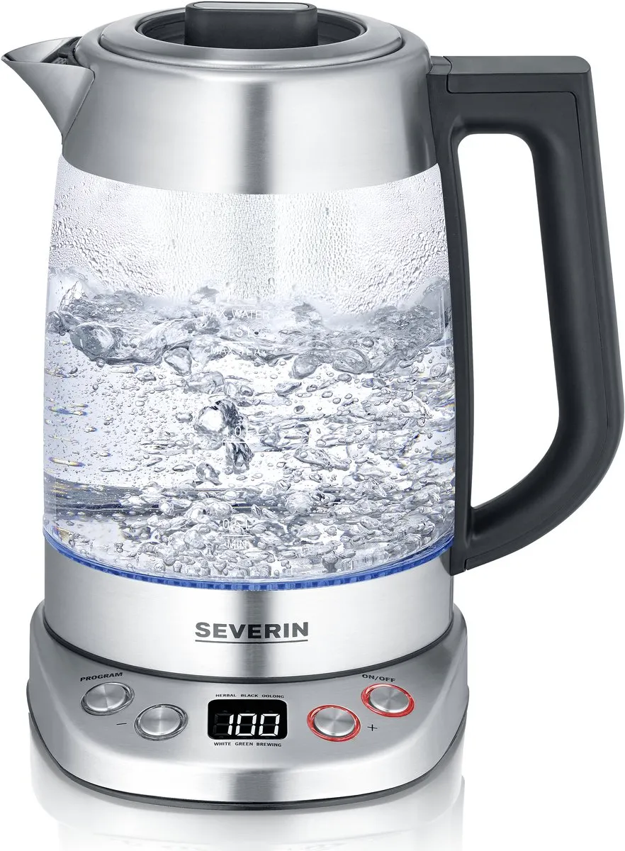 Severin WK 3480 Waterkoker 1,7L - 5 Theeprogramma's - Glas/RVS