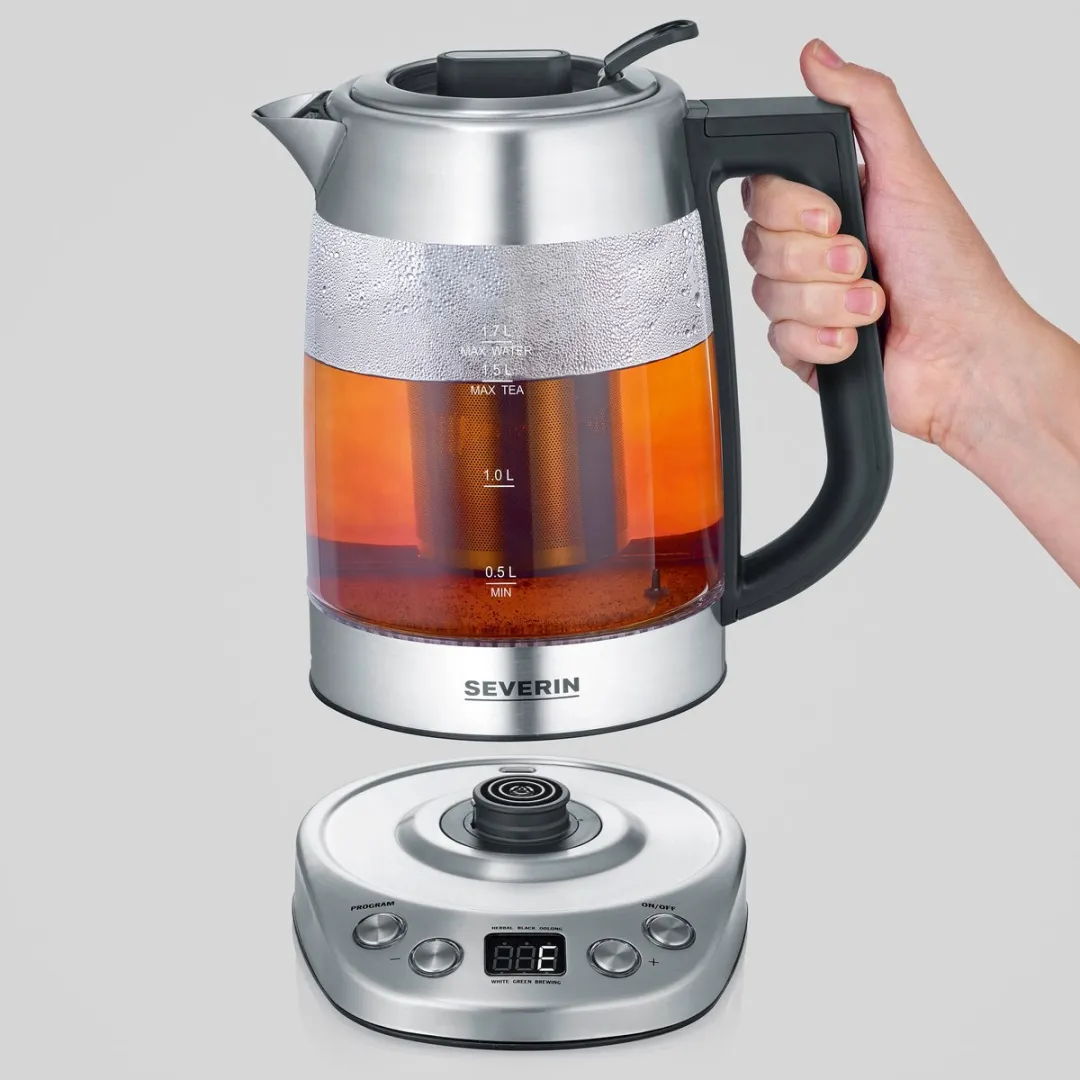 Severin WK 3480 Waterkoker 1,7L - 5 Theeprogramma's - Glas/RVS