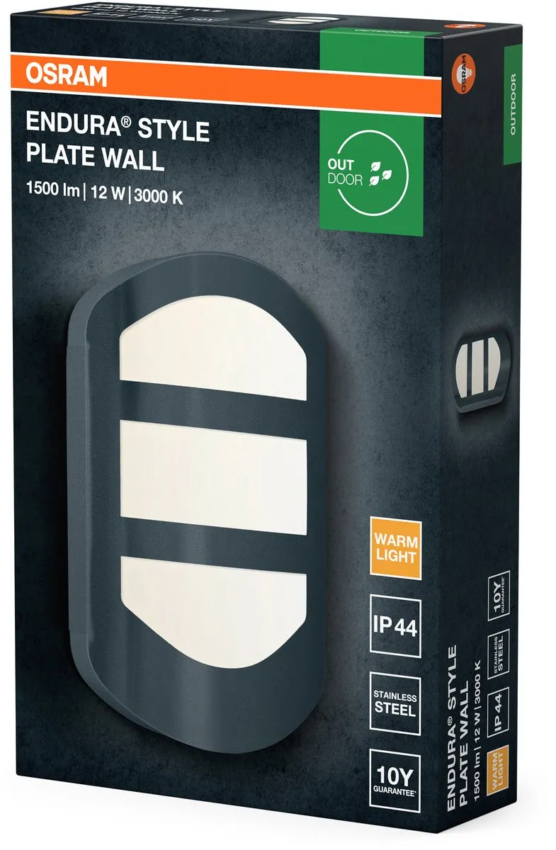 Osram Endura Style Plate Wandlamp 12W - Donkergrijs
