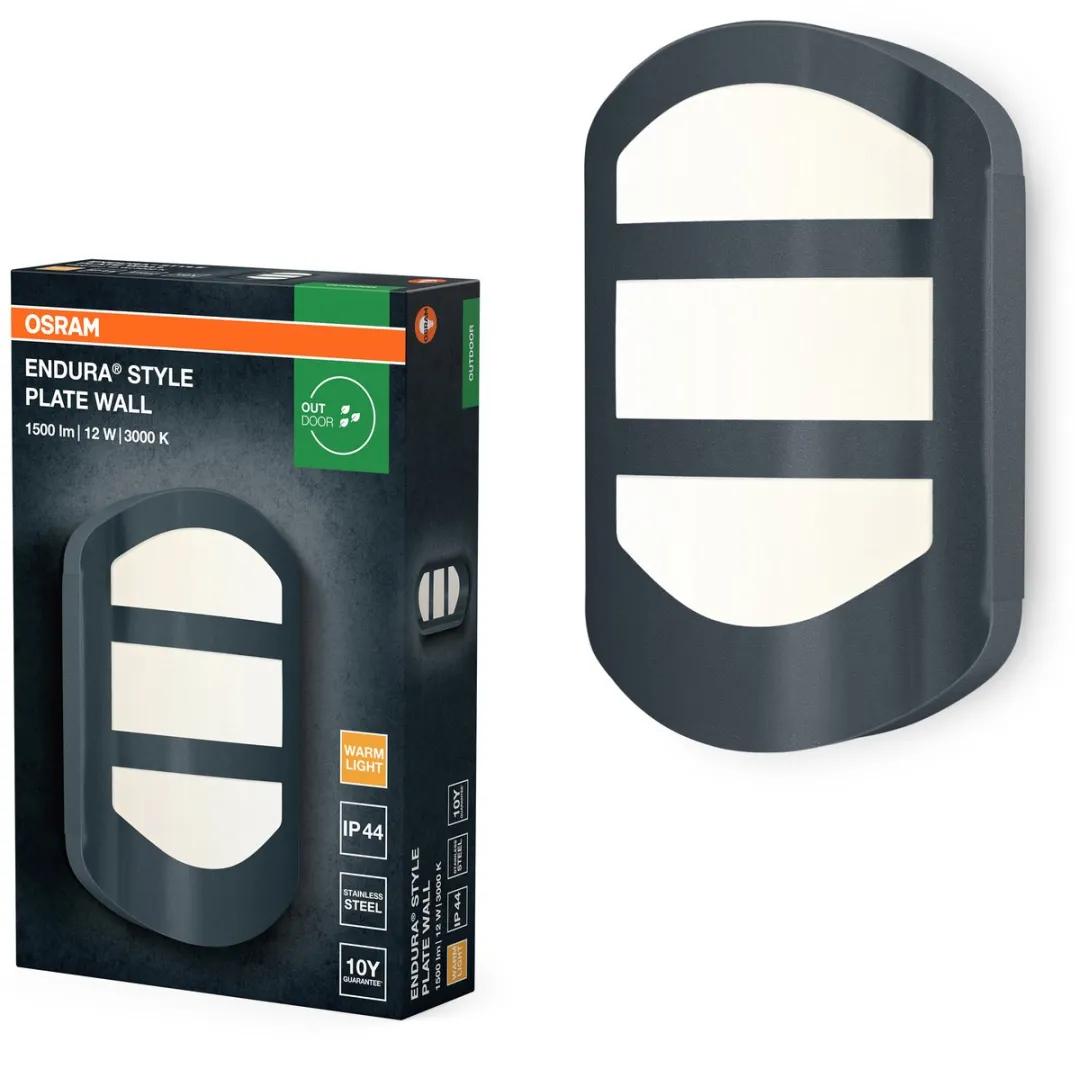 Osram Endura Style Plate Wandlamp 12W - Donkergrijs