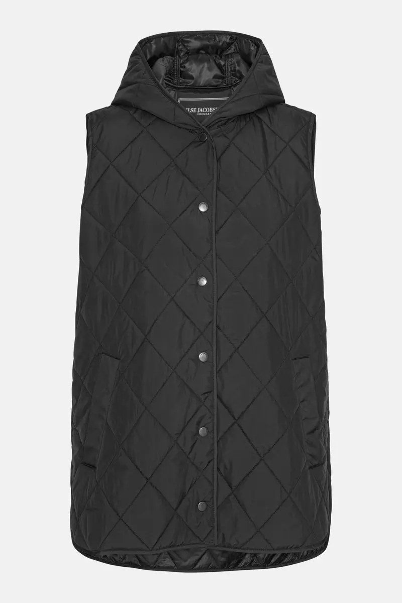 Lange gewatteerde bodywarmer met capuchon BEAT02