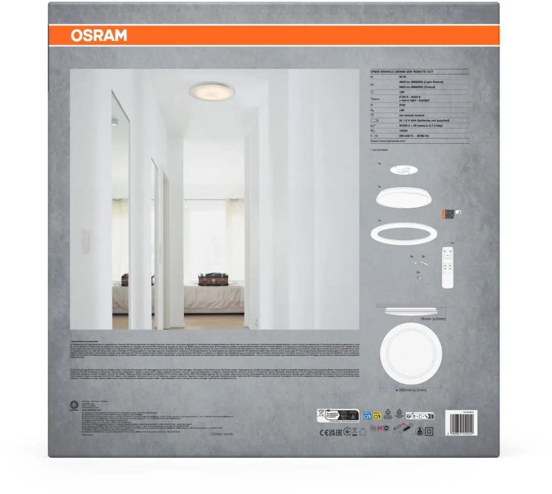 Osram Orbis Sparkle LED Plafondlamp 560mm - Wit 3000K