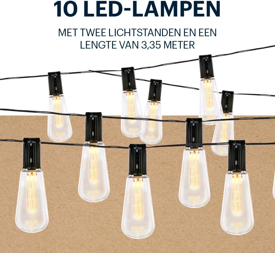 Grundig Solar Lichtsnoer 3,35m - 10 LED Punten - Zwart