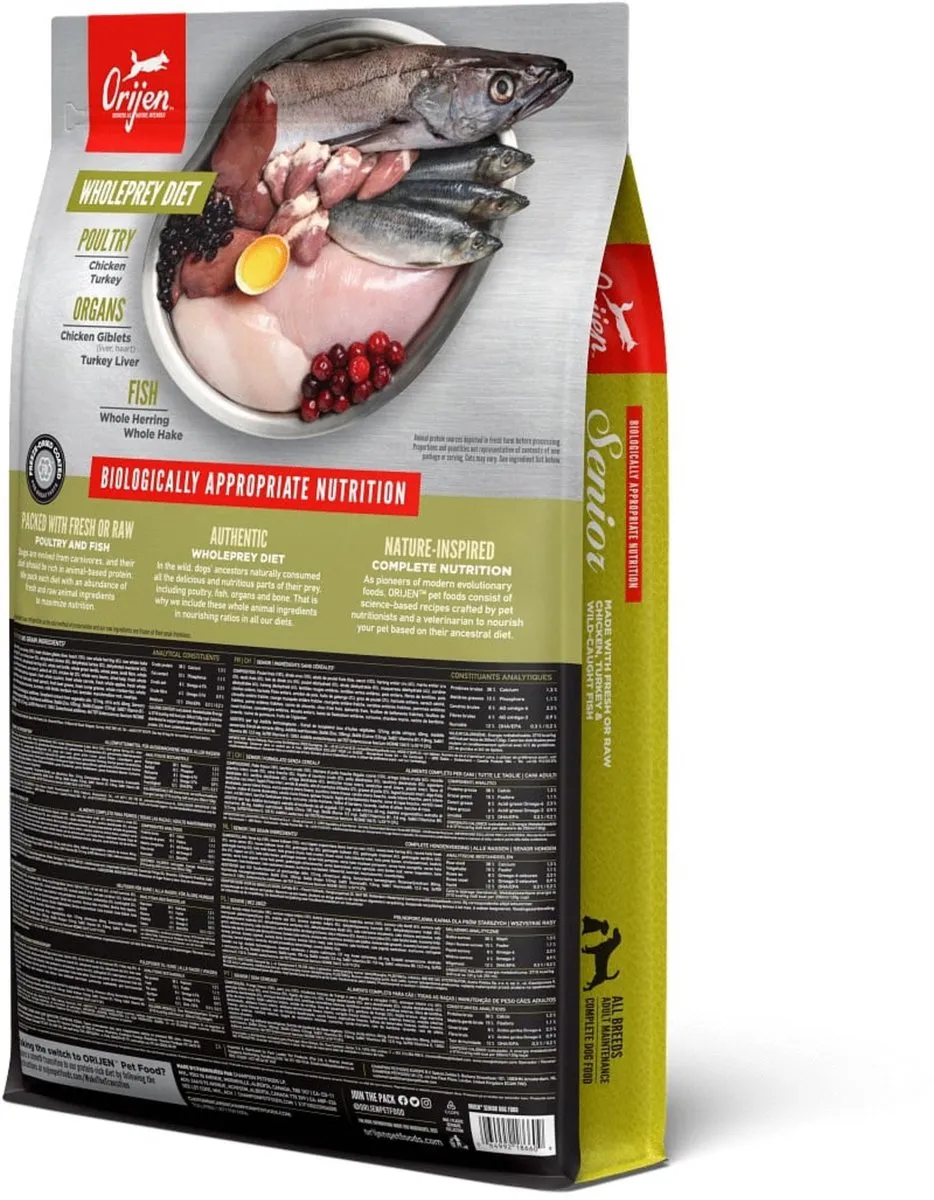 Orijen Whole Prey Senior Kip & Kalkoen Hondenvoer 6kg