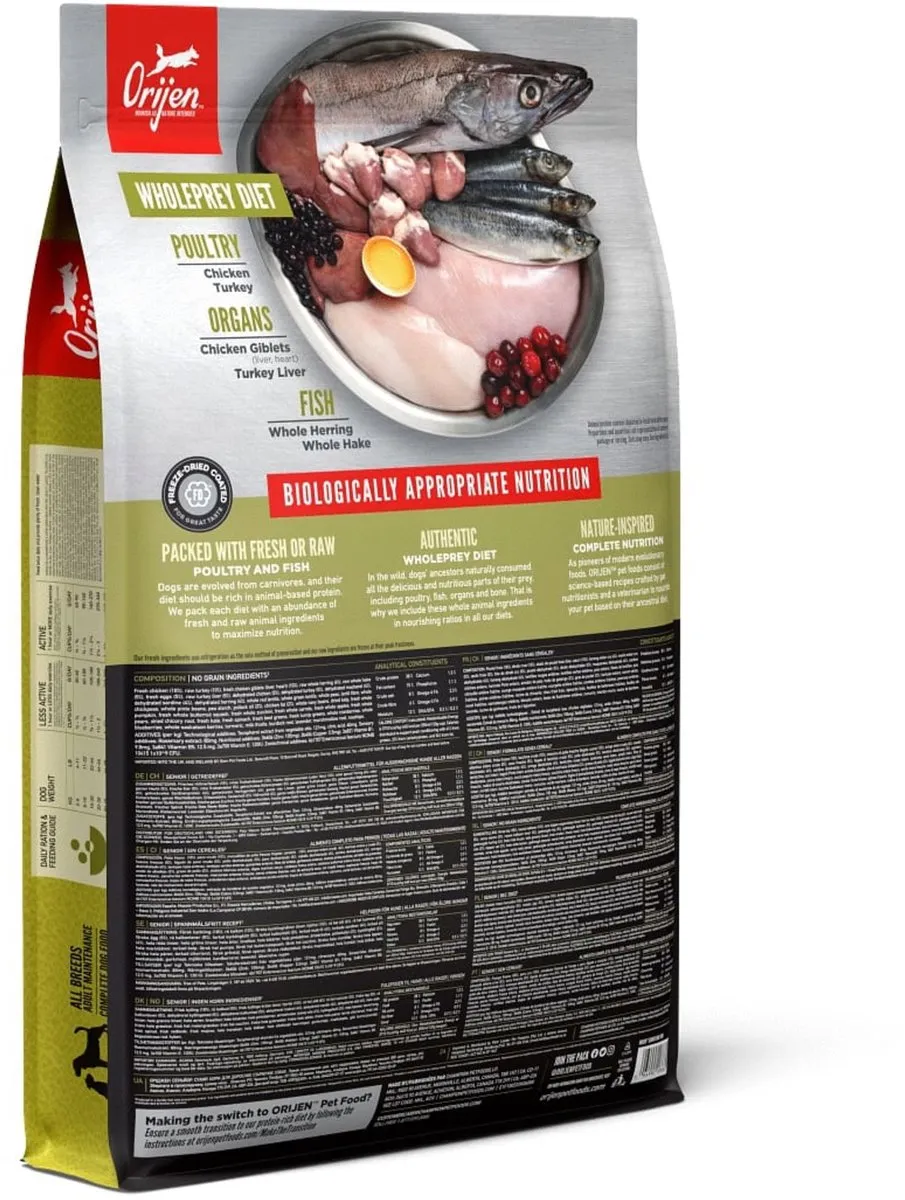 Orijen Whole Prey Senior Kip & Kalkoen Hondenvoer 6kg