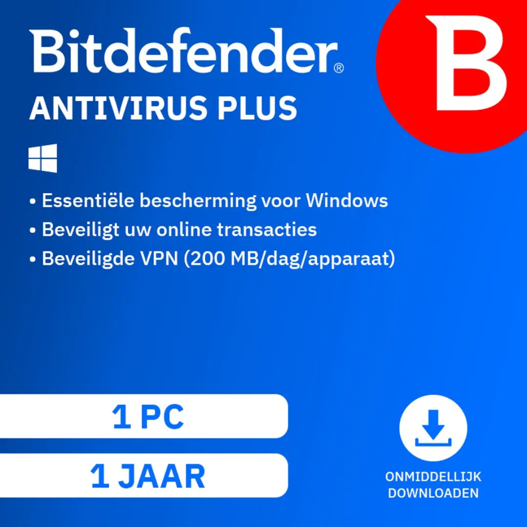 Bitdefender Antivirus Plus - 12 Maanden - 1 Apparaat - 1 Gebruiker - Nederlands - Windows Download