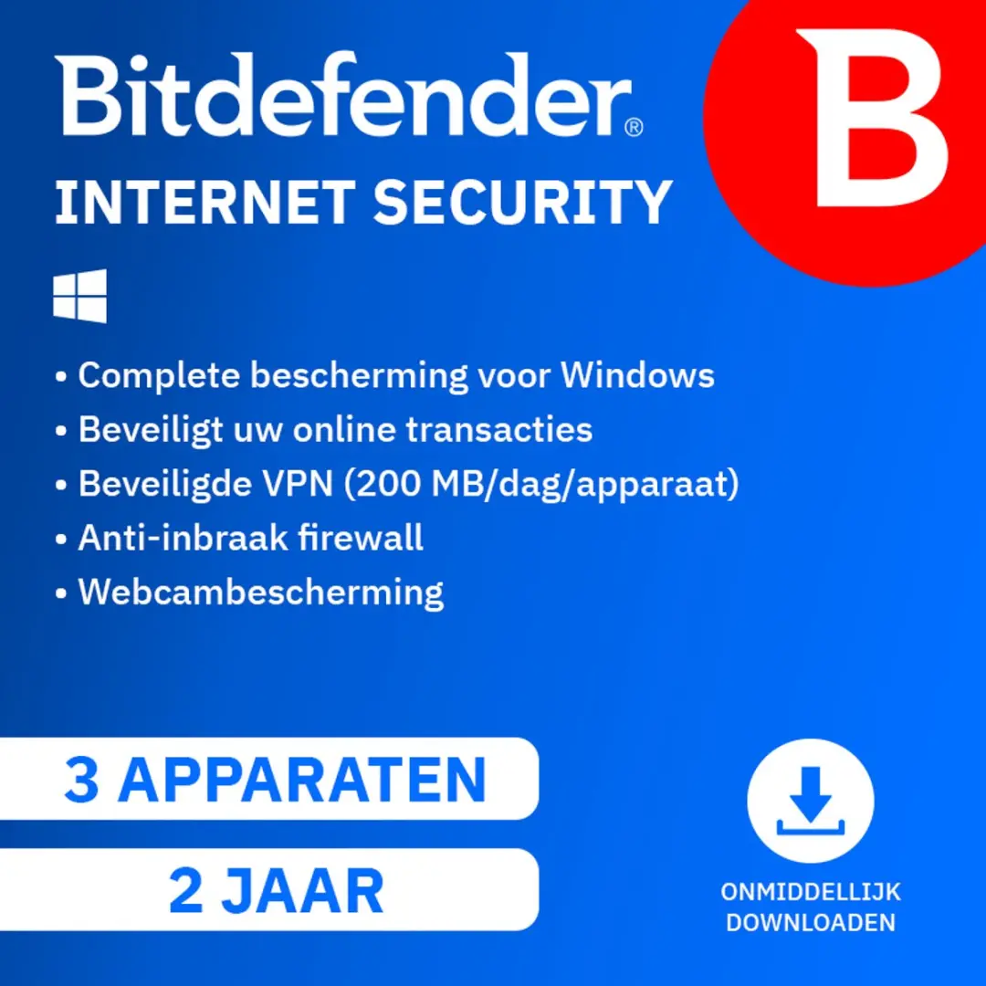 Bitdefender Internet Security - 24 maanden/3 apparaten - Nederlands - Windows download