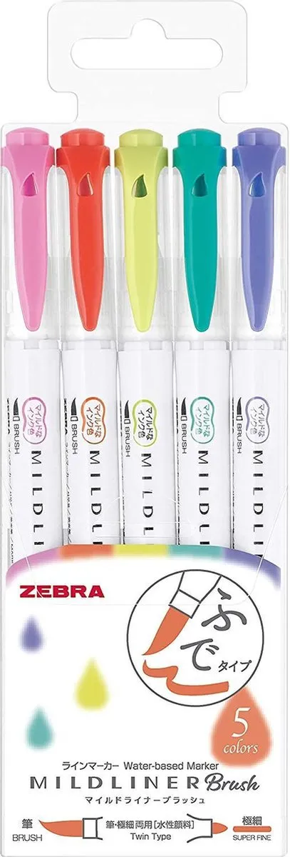 Zebra Mildliner Brush Pennen