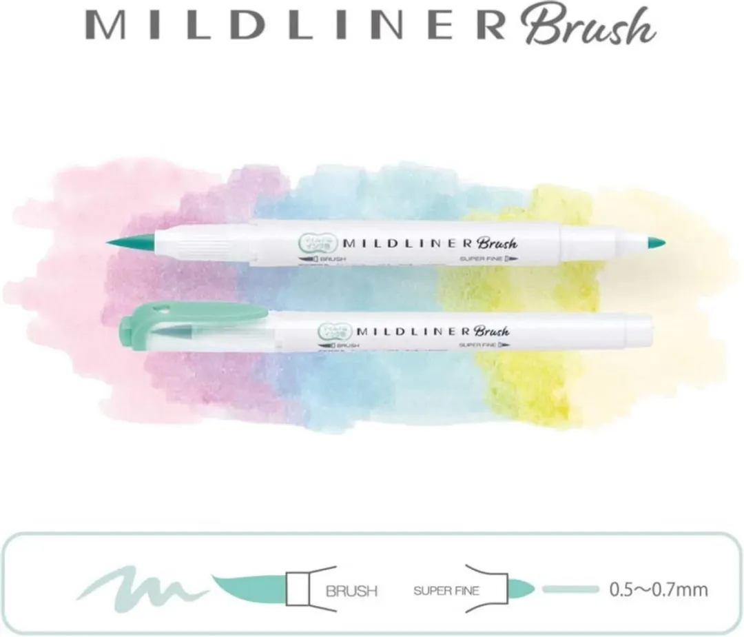 Zebra Mildliner Brush Pennen - 5 Stuks - Bright Kleuren