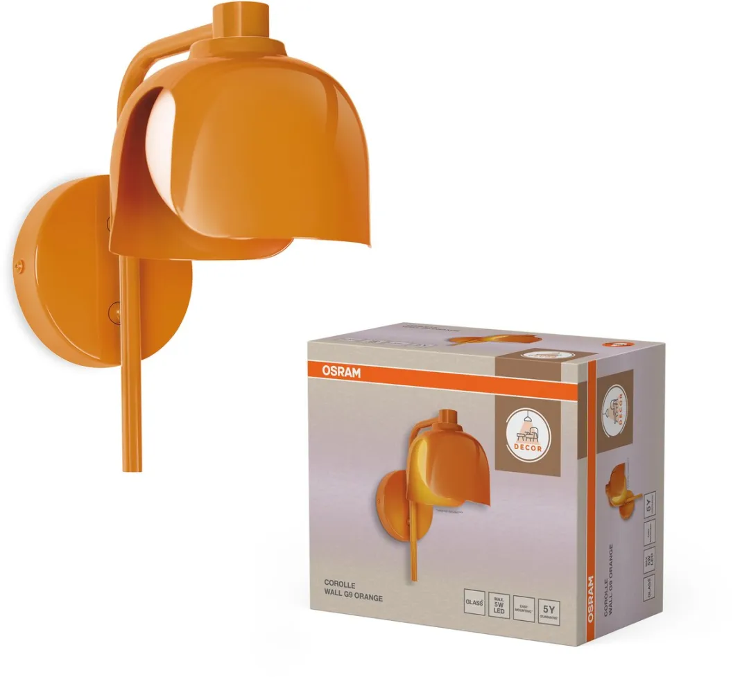 Osram Decor Corolle Wandlamp G9 - Oranje Metaal - Helder Glas