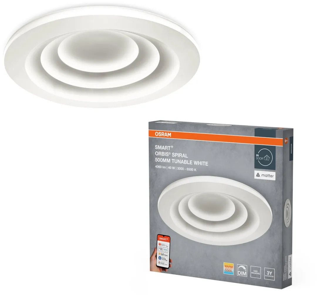 Osram SMART+ Matter Spiral Plafondlamp 500mm Wit - 40W 1900lm