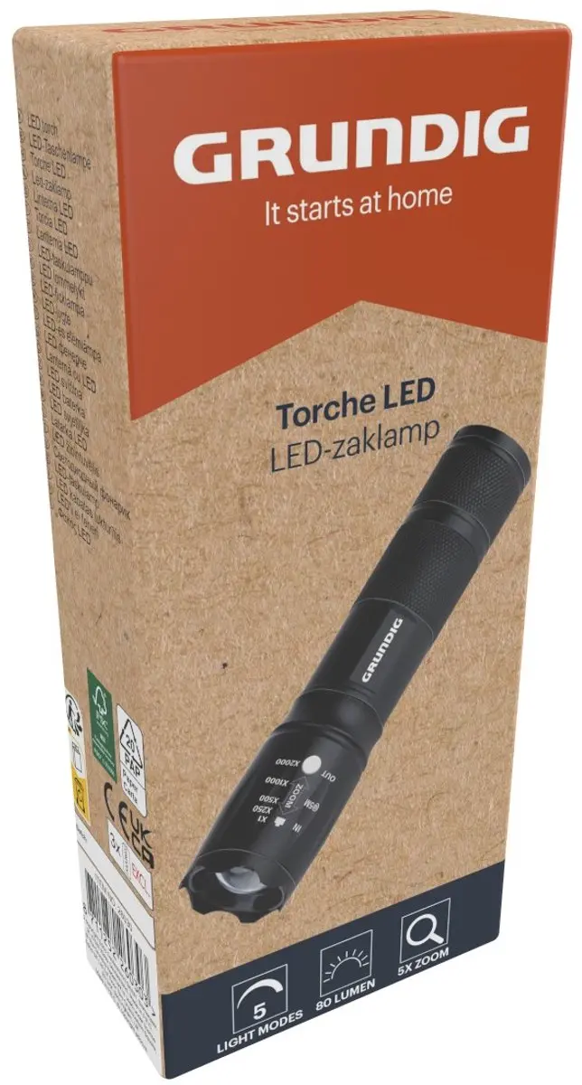 Edco LED Zaklamp 26030 - Zoomfunctie - Zwart - afbeelding 4 van 6