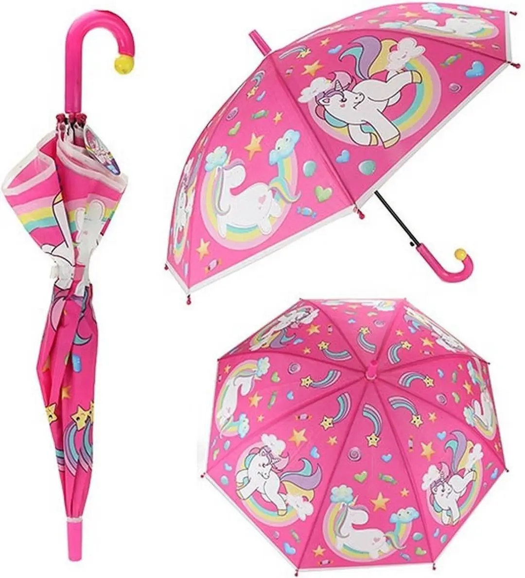 Toi-toys Kinderparaplu Eenhoorn - Roze - 66cm - afbeelding 2 van 6