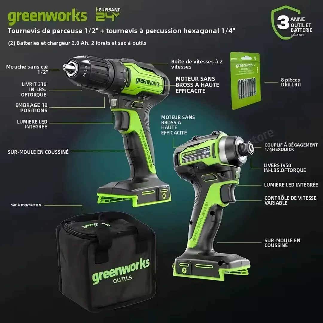 Greenworks DDG401 Accu Schroefboormachine 24V - 220Nm - 2 Accu's - afbeelding 6 van 6