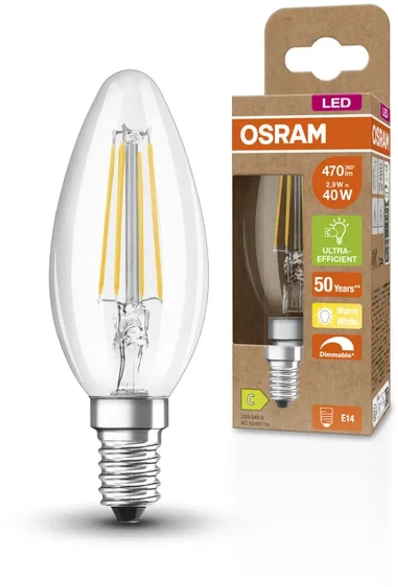 Osram LED Kaarslamp E14 2.9W Warmwit - 2700K