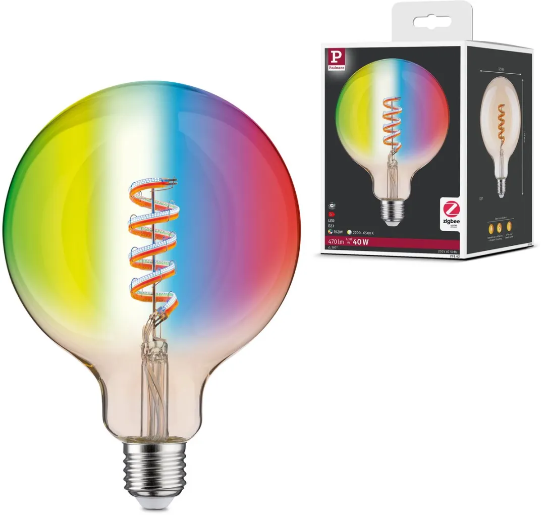 Paulmann Filament LED Globe G125 Zigbee 3.0 RGBW 470lm 6,3W - Goud