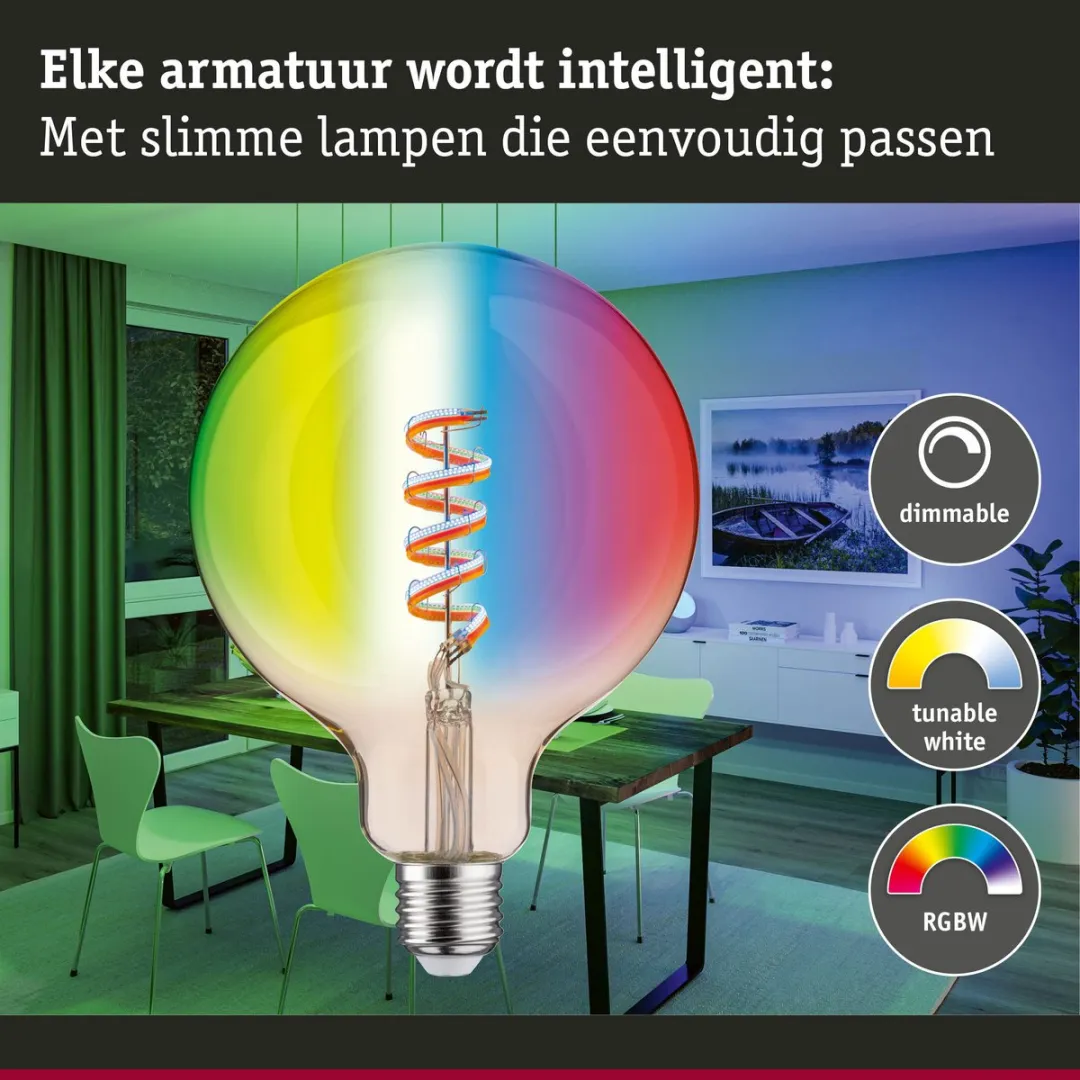 Paulmann Filament LED Globe G125 Zigbee 3.0 RGBW 470lm 6,3W - Goud - afbeelding 6 van 6